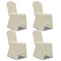 VidaXL Stoelhoes stretch 4 stuks crèmekleurig - thumbnail