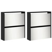 Schoenenkast met spiegel 4-laags 63x17x134 cm zwart - thumbnail