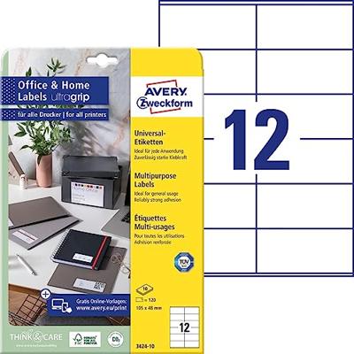 Avery Zweckform universele etiketten, 105 x 48 mm, wit, permanent klevend, 120 etiketten, 10 vellen Avery Zweckform universele etiketten, 105 x 48 mm, wit, permanent klevend, 120 etiketten, 10 vellen