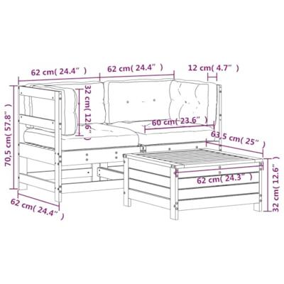 3-delige Loungeset met kussens geïmpregneerd grenenhout