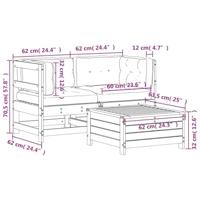 3-delige Loungeset met kussens geïmpregneerd grenenhout - thumbnail