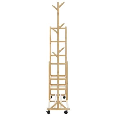 VidaXL Kledingrek met schappen en wielen 100x38x175,5 cm bamboe