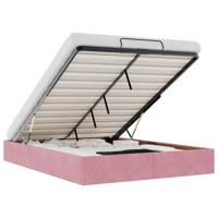 Ottoman bedframe zonder matras 140x190 cm fluweel roze - thumbnail