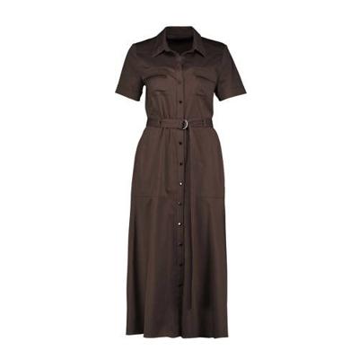 Claudia Sträter maxi blousejurk met ceintuur donkerbruin