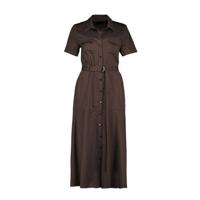 Claudia Sträter maxi blousejurk met ceintuur donkerbruin - thumbnail