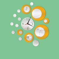 2 stks 3D stereo decoratieve klok acryl digitale spiegel muur sticker Wandklok (zilver goud) - thumbnail