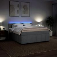 Boxspring met matras stof lichtgrijs 180x200 cm - thumbnail