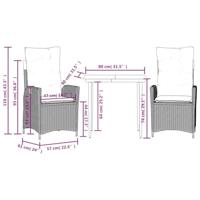 3-delige Tuinset met kussens poly rattan lichtgrijs - thumbnail