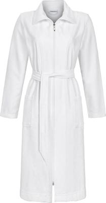Witte badstof dames badjas ritssluiting