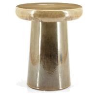 By-Boo Bijzettafel Glaze 34cm - Taupe - Rond - thumbnail