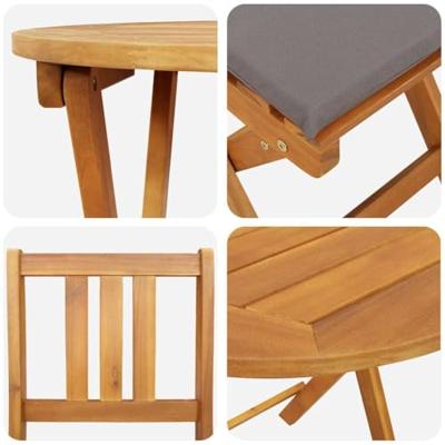 Bistroset met kussen 3 pcs Olie naturel Massief Acaciahout