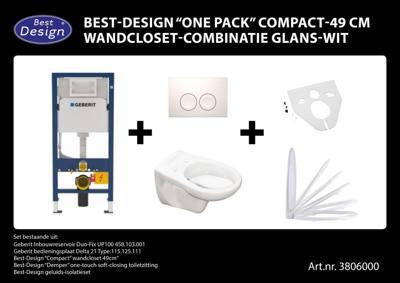 Complete toiletset met Geberit inbouwreservoir One Pack Wit