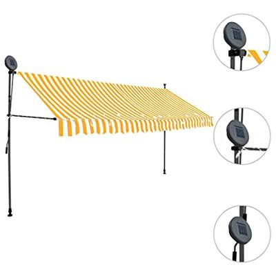 Luifel handmatig uitschuifbaar met LED 350 cm wit en oranje