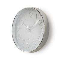 Ronde wandklok | Diameter 30 cm | Wit & zilver - thumbnail