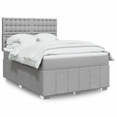 Boxspring met matras stof lichtgrijs 140x200 cm