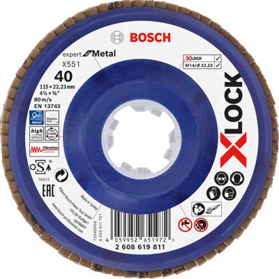 Bosch Accessoires Lamellenschijf X551 115mm G40 kunststof recht X-LOCK - 2608619811