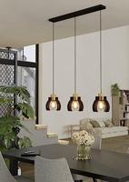 Eglo 3-lichts hanglampStillington 1 zwart met hout - 43925 - thumbnail