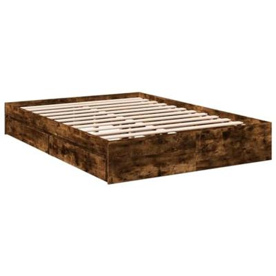 Bedframe met lades bewerkt hout gerookt eikenkleurig 135x190 cm