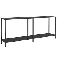 Wandtafel 180x35x75,5 cm gehard glas zwart - thumbnail
