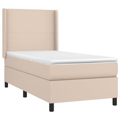 Boxspring met matras en LED kunstleer cappuccinokleur 100x200cm - thumbnail