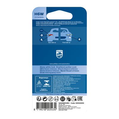 Philips reservelampen auto H6W White Vision Ultra 6W 2 stuks Philips reservelampen auto H6W White Vision Ultra 6W 2 stuks