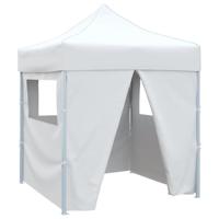 VidaXL Partytent met 4 zijwanden inklapbaar 2x2 m staal wit - thumbnail