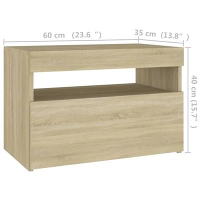 Nachtkastjes 2 st LED-verlichting 60x35x40 cm sonoma eikenkleur