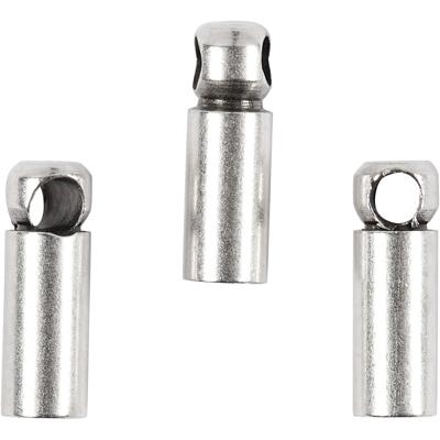 Creativ Company Eindkappen, l: 8 mm, d 2 mm, verzilverd, 10 stuk/ 1 doos