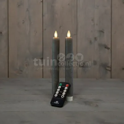 LED Dinerkaars Wax 23cm Grijs 2st LED Dinerkaars Wax 23cm Grijs 2st