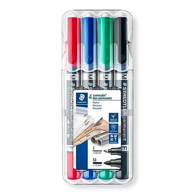 Staedtler Lumocolor duo 348 WP4 Permanent marker Rood, Blauw, Groen, Zwart Watervast: Ja