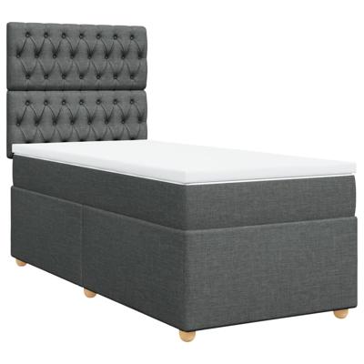 Boxspring met matras stof donkergrijs 120x200 cm - thumbnail