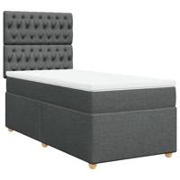 Boxspring met matras stof donkergrijs 140x200 cm - thumbnail