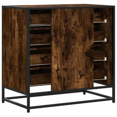 Ladekast 70x41x70 cm bewerkt hout gerookt eikenkleurig