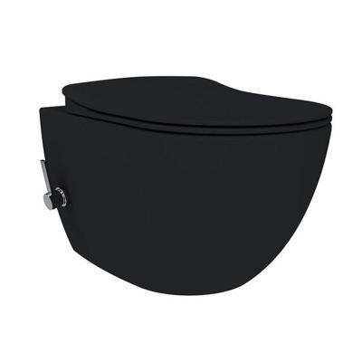 Creavit Hangend Toilet - 35.3x51cm - Bidetsproeier warm/koud - spoelrandloos - mat zwart FE322-34SM00E-0004