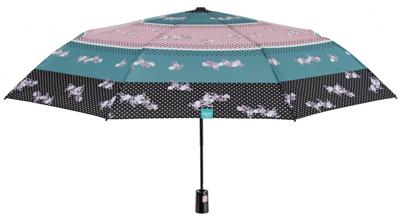 Perletti paraplu bloemen dames 96 cm microvezel roze/zwart Perletti paraplu bloemen dames 96 cm microvezel roze/zwart