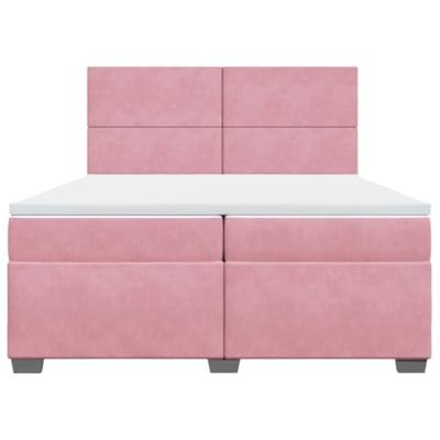 Boxspring met matras fluweel roze 200x200 cm