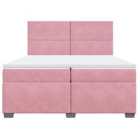 Boxspring met matras fluweel roze 200x200 cm - thumbnail