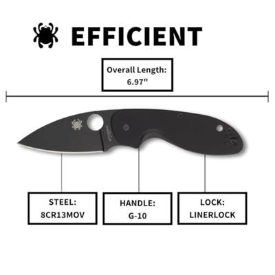 Spyderco Efficient Black / Black 8Cr13MoV PE Mes Black - thumbnail