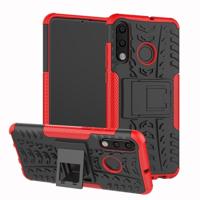 Band textuur TPU + PC schokbestendig telefoon geval voor Huawei P30 Lite/Nova 4e met houder (rood) - thumbnail