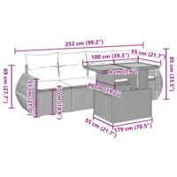 5-delige Loungeset met kussens poly rattan beige - thumbnail