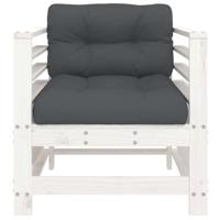 Tuinstoelen met kussens 2 st massief grenenhout wit - thumbnail