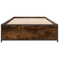 Bedframe bewerkt hout metaal gerookt eikenkleurig 120x200 cm - thumbnail