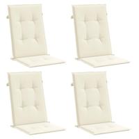 VidaXL Tuinstoelkussens 4 st hoge rug 120x50x3 cm stof crèmekleurig - thumbnail