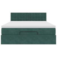 Ottoman bed met matras 140x200cm fluweel donkergroen - thumbnail