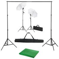 Fotostudioset met achtergrond, lampen en paraplu's - thumbnail