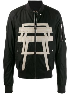 Rick Owens DRKSHDW stripe embroidered bomber jacket - Black