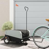 VidaXL Fietstrailer 45 kg ijzer zwart en grijs - thumbnail