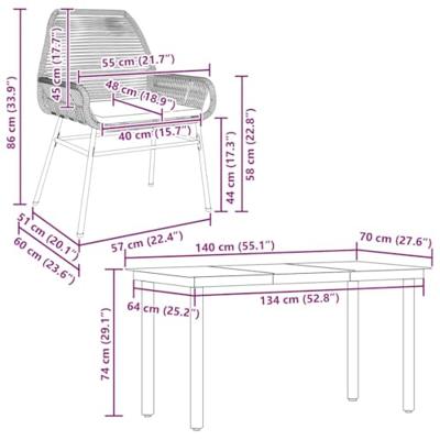 5-delige Tuinset met kussens poly rattan glas grijs - thumbnail