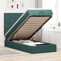 Ottoman bed met matrassen 90x200cm fluweel donkergroen - thumbnail
