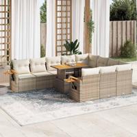 11-delige Tuinset met kussens poly rattan acacia beige - thumbnail